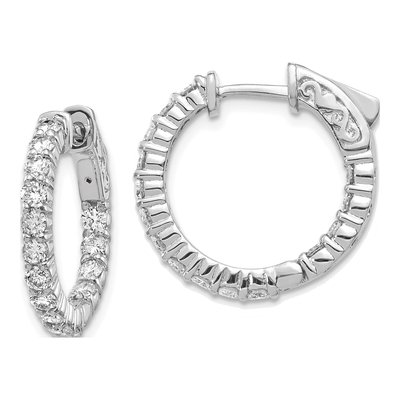 14K White Gold Diamond Inside-Out Hoop Earring Mounting