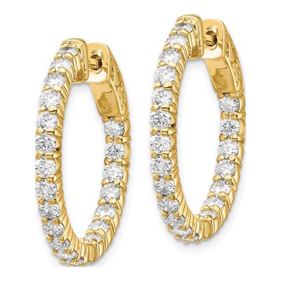 14K Yellow Gold 2 ct tw 18mm Diamond Inside-Out Hoop Earrings – view 2