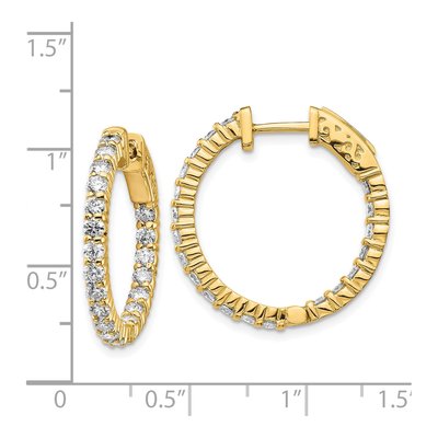 14K Yellow Gold 2 ct tw 18mm Diamond Inside-Out Hoop Earrings – view 4