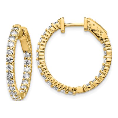 14K Yellow Gold 2 ct tw 18mm Diamond Inside-Out Hoop Earrings