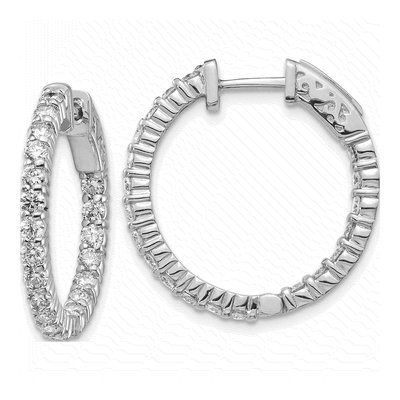 14K White Gold Diamond Inside-Out Hoop Earring Mounting