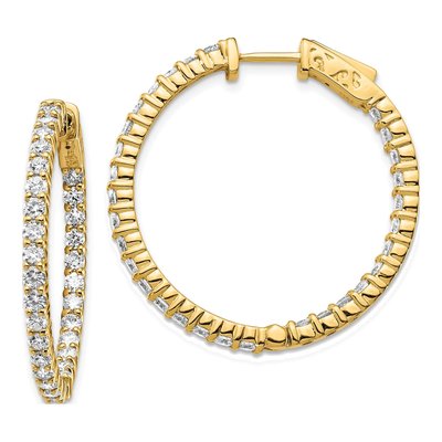 14K Yellow Gold 3 ct tw 26mm Diamond Inside-Out Hoop Earrings