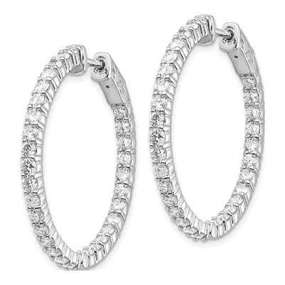 14K White Gold 3 ct tw 26mm Diamond Inside-Out Hoop Earrings – view 2
