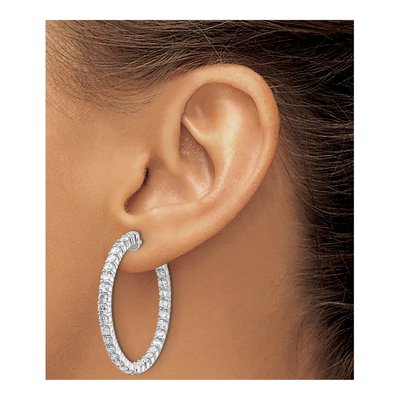 14K White Gold 3 ct tw 26mm Diamond Inside-Out Hoop Earrings – view 3