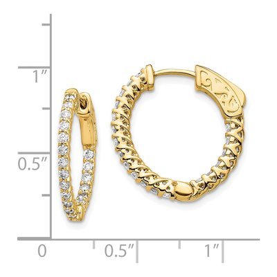 14K Yellow Gold 3/4 ct tw 14mm Diamond Inside-Out Hoop Earrings – view 2