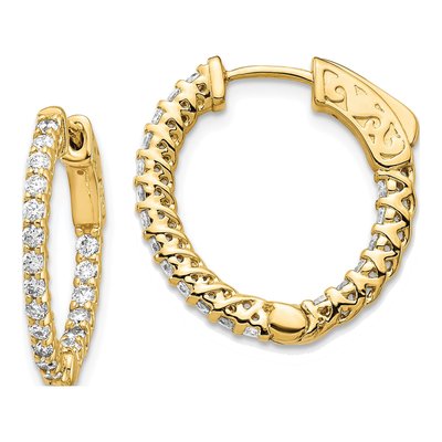 14K Yellow Gold 3/4 ct tw 14mm Diamond Inside-Out Hoop Earrings