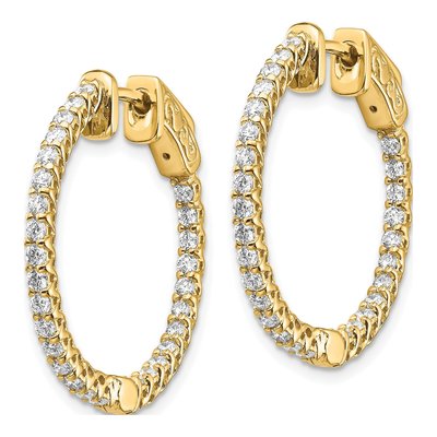 14K Yellow Gold 1.1 ct tw 20mm Diamond Inside-Out Hoop Earrings – view 2