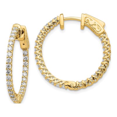 14K Yellow Gold 1.1 ct tw 20mm Diamond Inside-Out Hoop Earrings