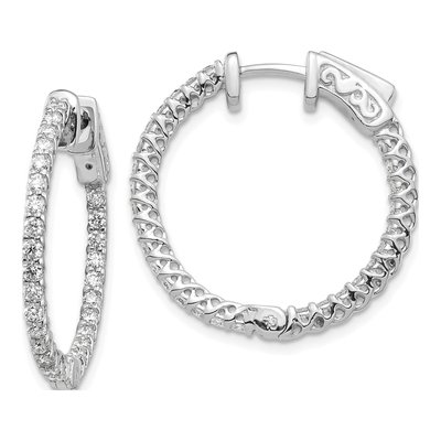 14K White Gold Diamond Inside-Out Hoop Earring Mounting