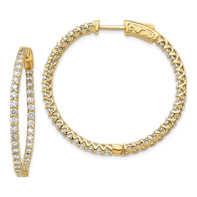 14K Yellow Gold 1.6 ct tw 30mm Diamond Inside-Out Hoop Earrings