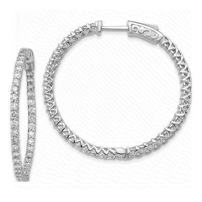 14K White Gold Diamond Inside-Out Hoop Earring Mounting