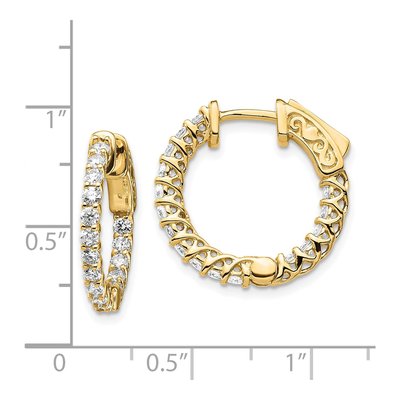 14K Yellow Gold 1.1 ct tw 14mm Diamond Inside-Out Hoop Earrings – view 2