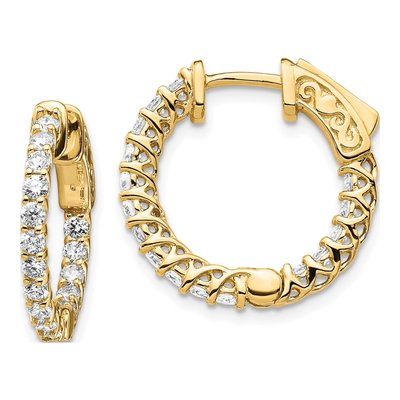 14K Yellow Gold 1.1 ct tw 14mm Diamond Inside-Out Hoop Earrings