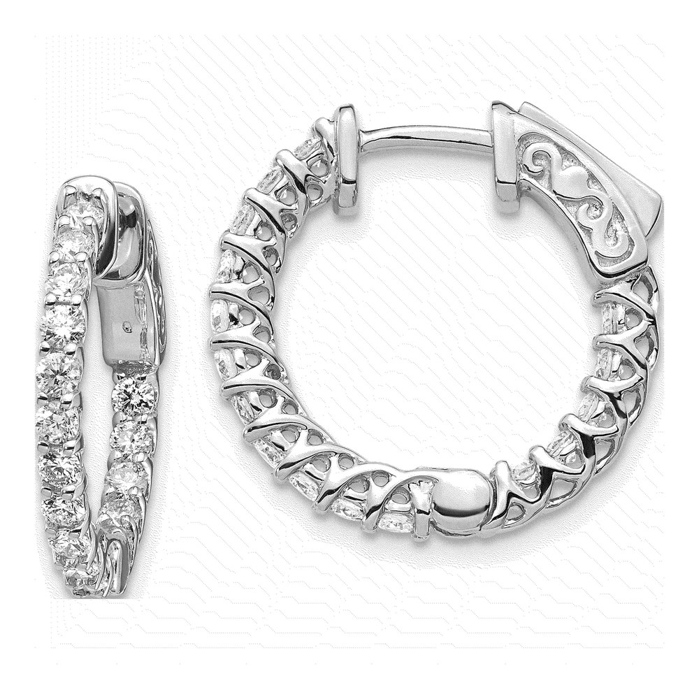 14K White Gold Diamond Inside-Out Hoop Earring Mounting