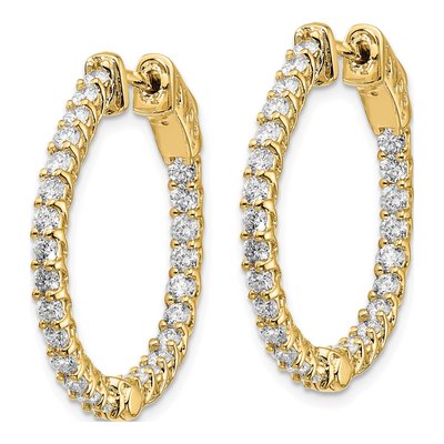 14K Yellow Gold 1.75 ct tw 19mm Diamond Inside-Out Hoop Earrings – view 2