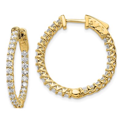 14K Yellow Gold 1.75 ct tw 19mm Diamond Inside-Out Hoop Earrings
