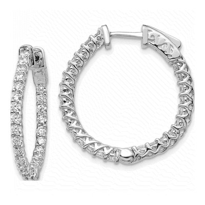 14K White Gold Diamond Inside-Out Hoop Earring Mounting