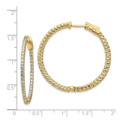 14K Yellow Gold 2.1 ct tw 30mm Diamond Inside-Out Hoop Earrings – view 2