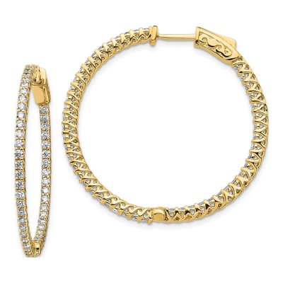 14K Yellow Gold 2.1 ct tw 30mm Diamond Inside-Out Hoop Earrings