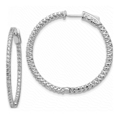 14K White Gold 2.1 ct tw 30mm Diamond Inside-Out Hoop Earrings