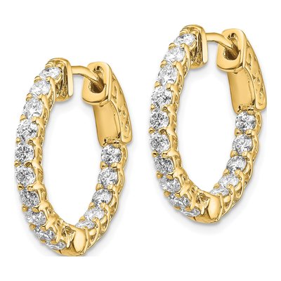 14K Yellow Gold Diamond In/Out Hoop Earrings, 1.5ctw – view 2