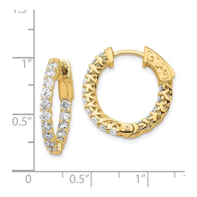 14K Yellow Gold Diamond In/Out Hoop Earrings, 1.5ctw – view 4