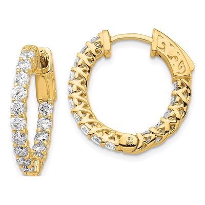 14K Yellow Gold 1.5 ct tw 14mm Diamond Inside-Out Hoop Earrings