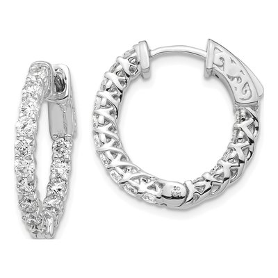 14K White Gold Diamond Inside-Out Hoop Earring Mounting