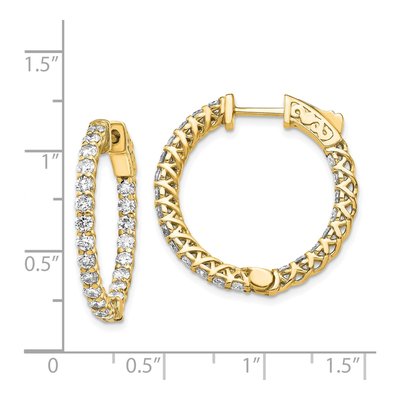 14K Yellow Gold Diamond In/Out Hoop Earrings – view 2
