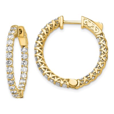 14K Yellow Gold 2.2 ct tw 19mm Diamond Inside-Out Hoop Earrings