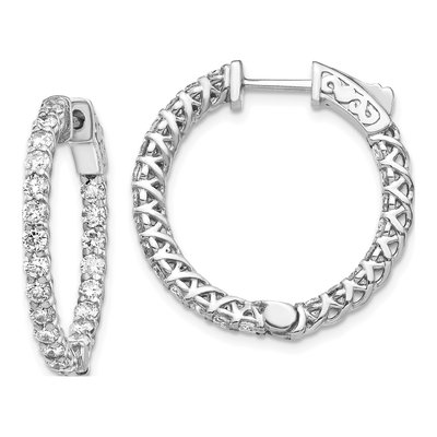 14K White Gold Diamond Inside-Out Hoop Earring Mounting