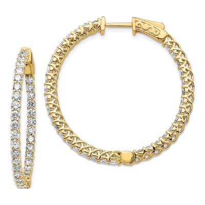 14K Yellow Gold 3.5 ct tw 37mm Diamond Inside-Out Hoop Earrings