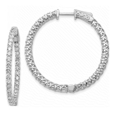14K White Gold Diamond Inside-Out Hoop Earring Mounting