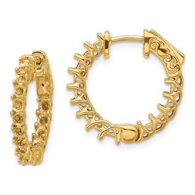 14K Yellow Gold Inside-Out Diamond Hoop Earring Mounting