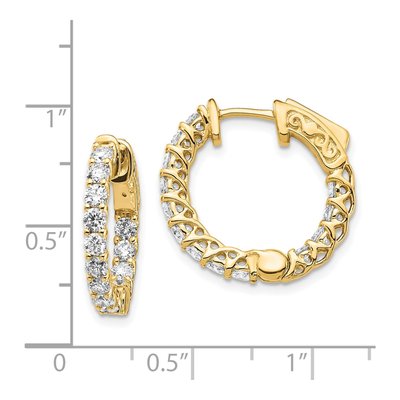 14K Yellow Gold 1.5 ct tw 14mm Diamond Inside-Out Hoop Earrings – view 2