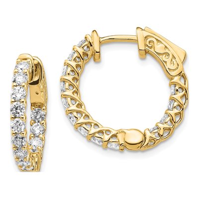 14K Yellow Gold 1.5 ct tw 14mm Diamond Inside-Out Hoop Earrings