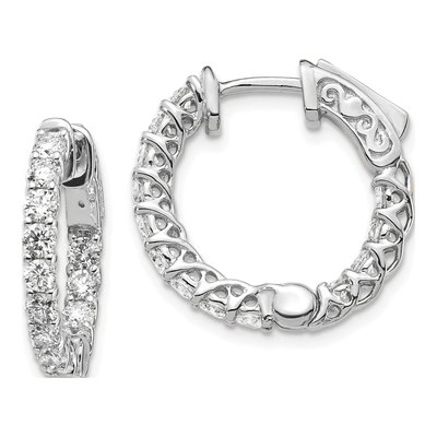 14K White Gold 1.5 ct tw 14mm Diamond Inside-Out Hoop Earrings