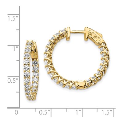 14K Yellow Gold Diamond In & Out Hoop Earrings – view 2