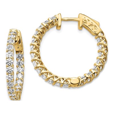14K Yellow Gold 2.3 ct tw 19mm Diamond Inside-Out Hoop Earrings