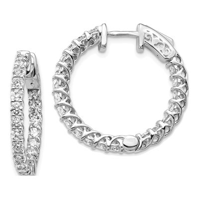 14K White Gold Diamond Inside-Out Hoop Earring Mounting