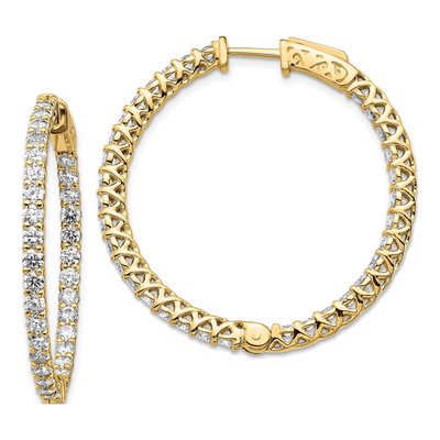 14K Yellow Gold 3.8 ct tw 30mm Diamond Inside-Out Hoop Earrings