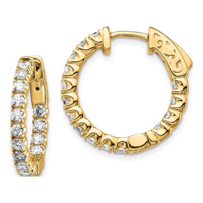 14K Yellow Gold 1.5 ct tw 15mm Diamond Inside-Out Hoop Earrings