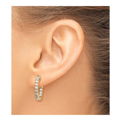 14K Yellow Gold 1 1/2 ct tw 22mm Diamond Inside-Out Hoop Earrings – view 3