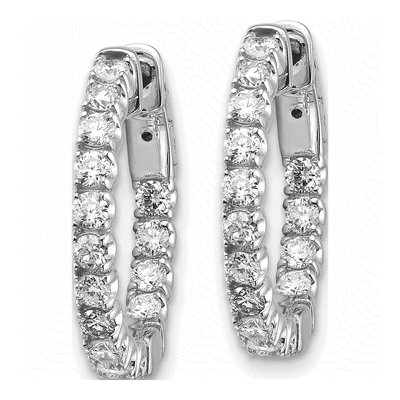 14K White Gold Diamond Inside-Out Hoop Earring Mounting – view 3
