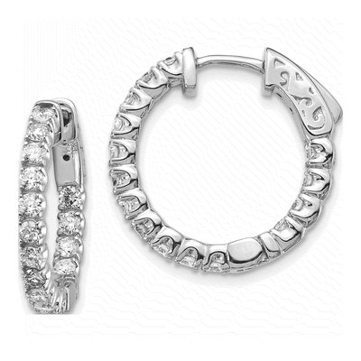 14K White Gold Diamond Inside-Out Hoop Earring Mounting