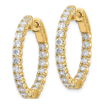 14K Yellow Gold 2 ct tw 19mm Diamond Hoop Earrings – view 3