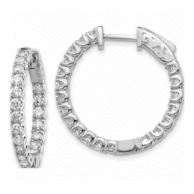 14K White Gold Diamond Inside-Out Hoop Earring Mounting