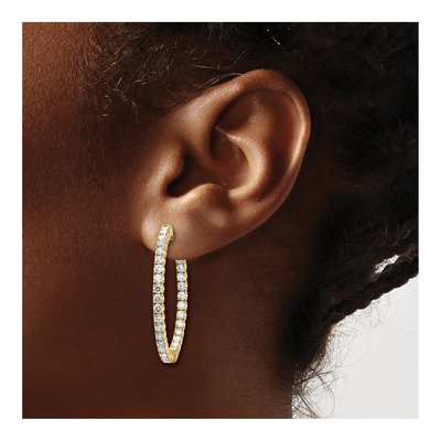 14K Yellow Gold 3.3 ct tw 36mm Diamond Inside-Out Hoop Earrings – view 4
