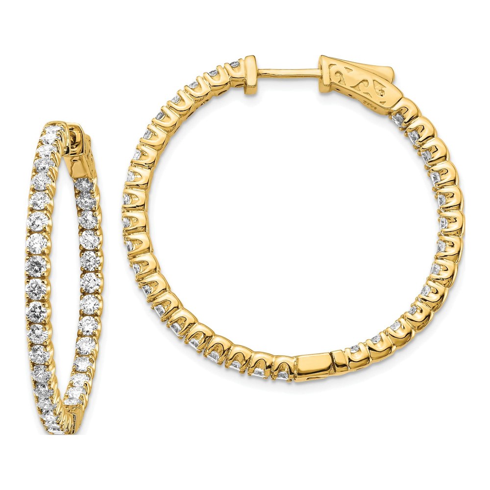 14K Yellow Gold Diamond In & Out Hoop Earrings