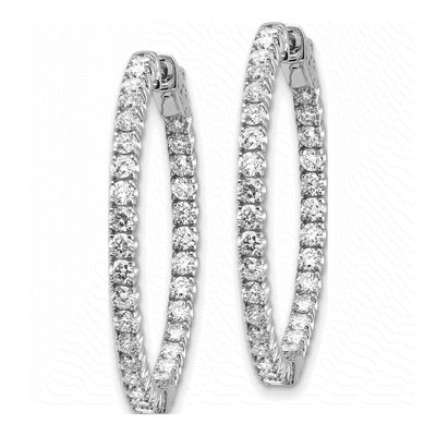 14K White Gold Diamond Inside-Out Hoop Earring Mounting – view 3